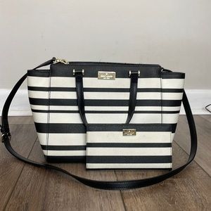 Black and white Kate spade purse with matching wallet